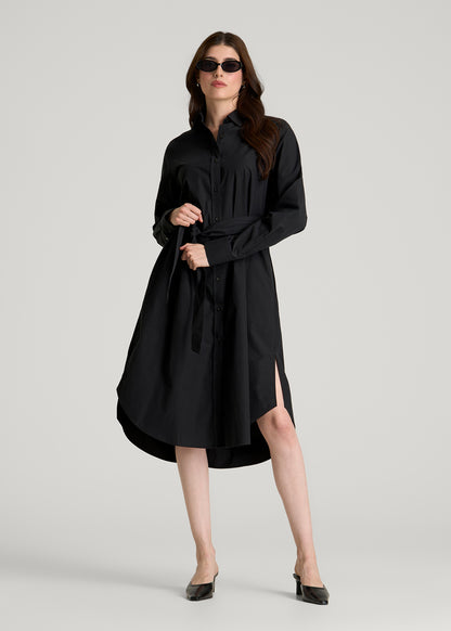 Relaxed Poplin Shirtdress for Tall Women in Black