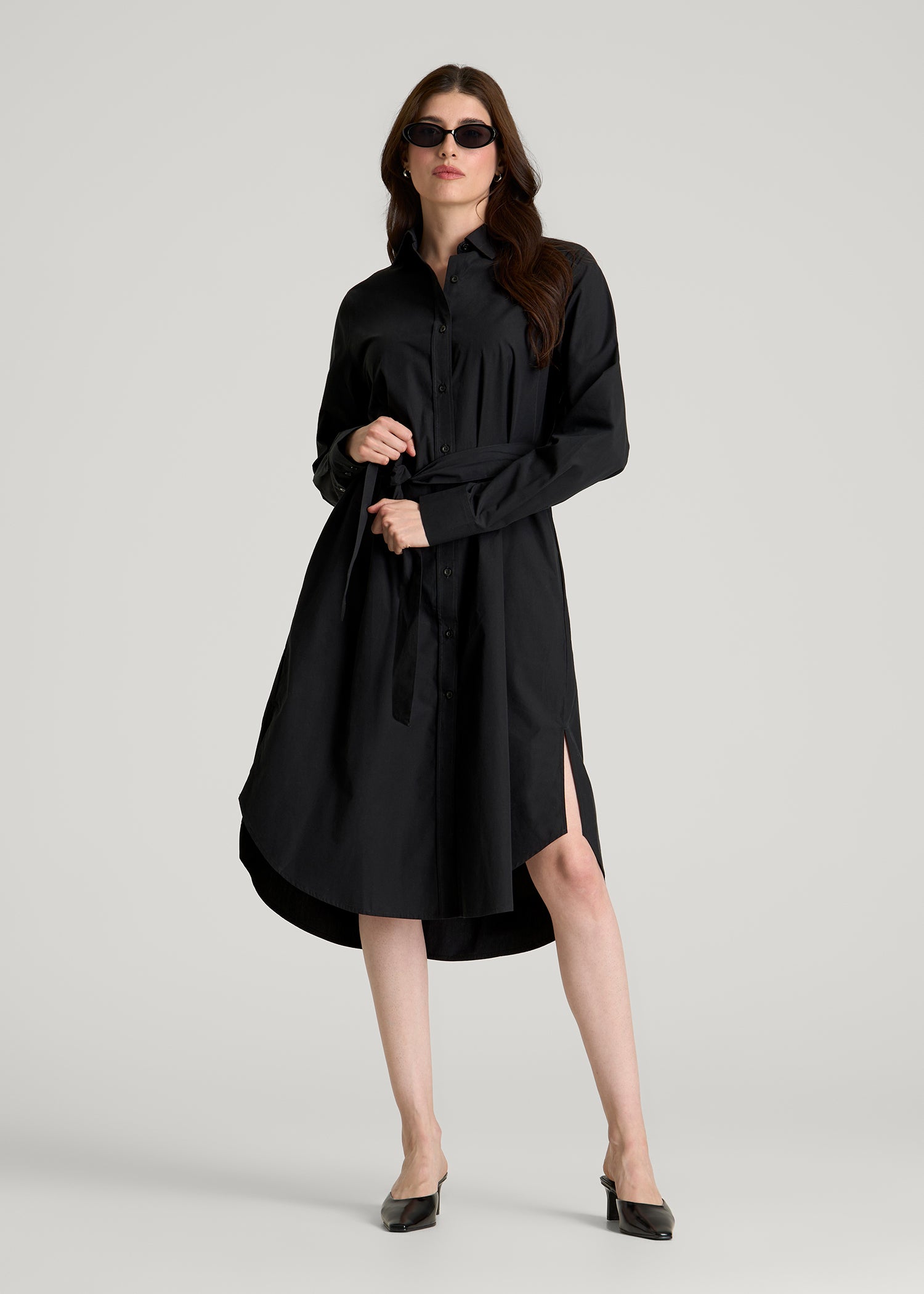 Relaxed Poplin Shirtdress for Tall Women in Black S / Extra Tall / Black