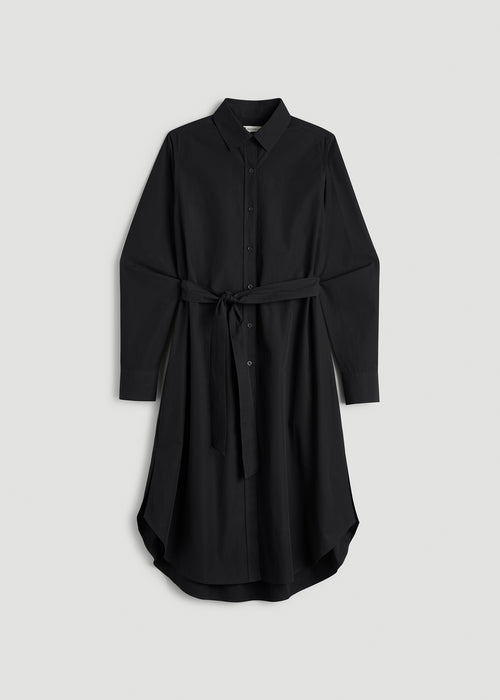 Relaxed Poplin Shirtdress for Tall Women in Black