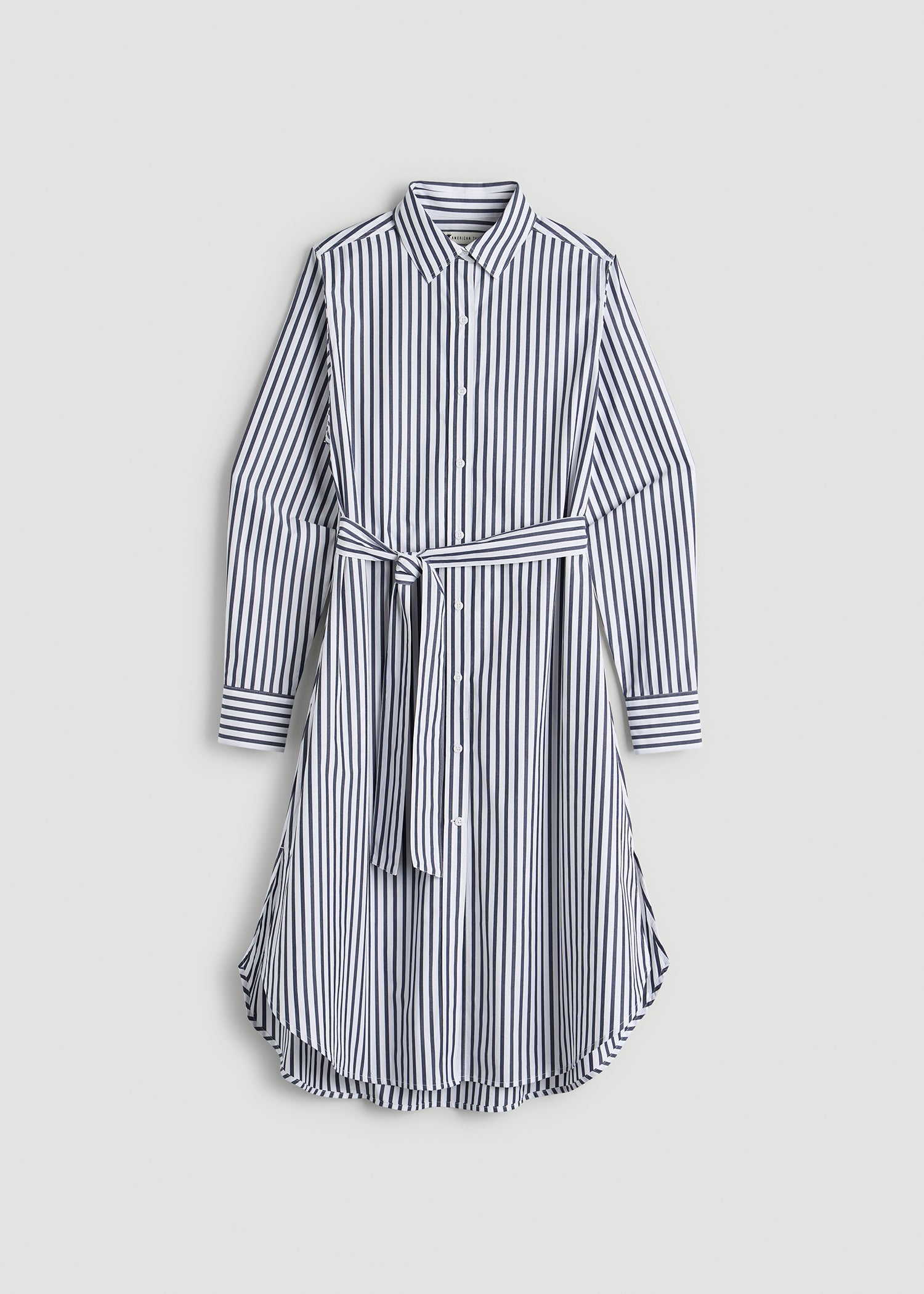Relaxed Poplin Shirtdress for Tall Women in White and Navy Stripe XL / Tall / White and Navy Stripe