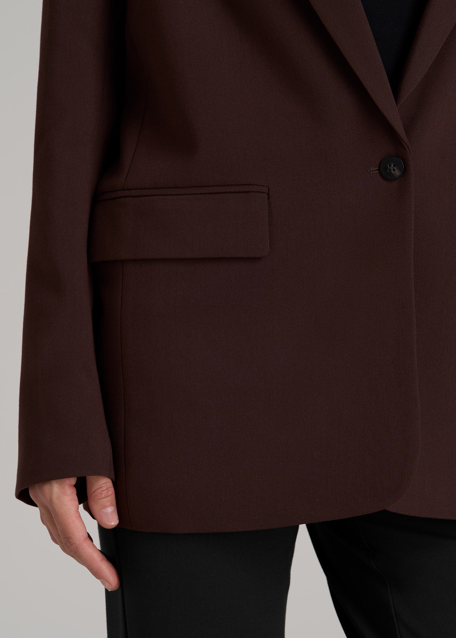 Boyfriend Fit Single-Button Blazer for Tall Women in Chestnut