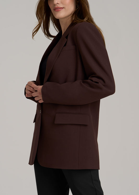 Relaxed Single-Button Tall Blazer for Women in Chestnut