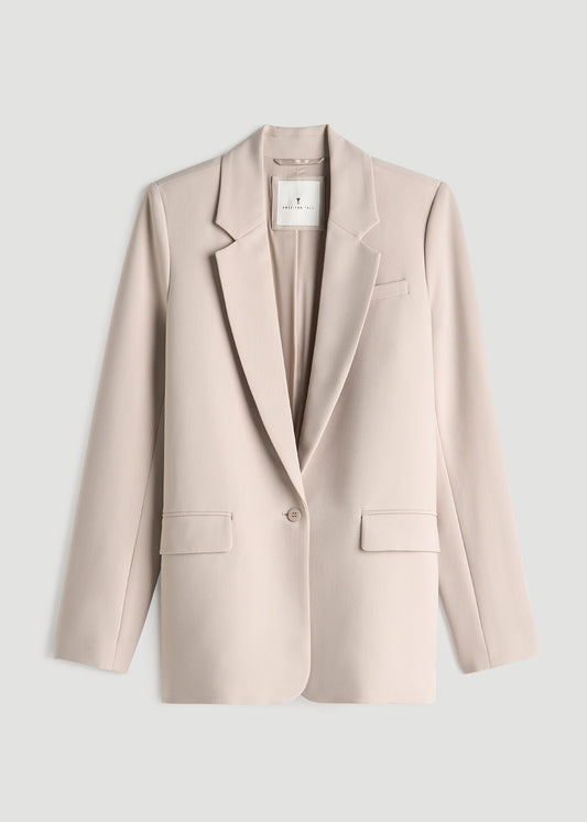 Relaxed Single-Button Tall Blazer for Women in Light Taupe