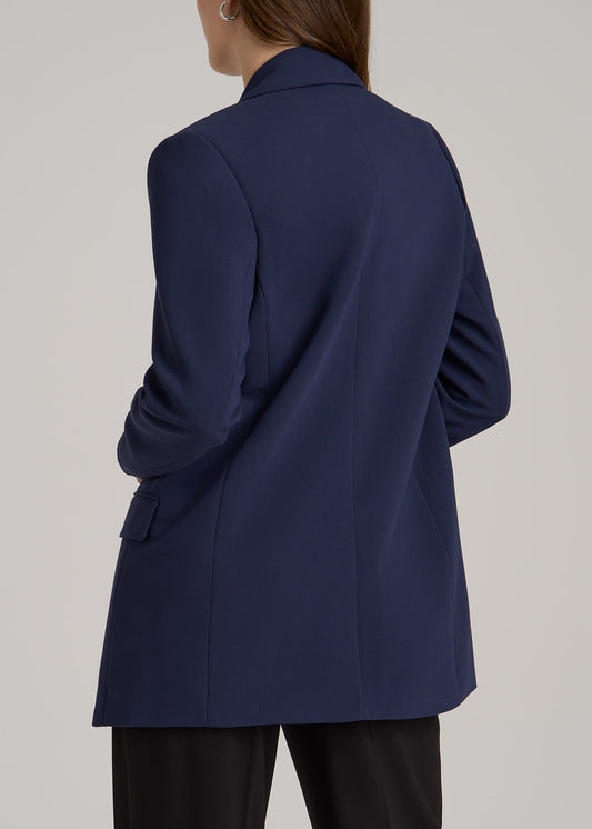 Relaxed Single-Button Tall Blazer for Women in Navy