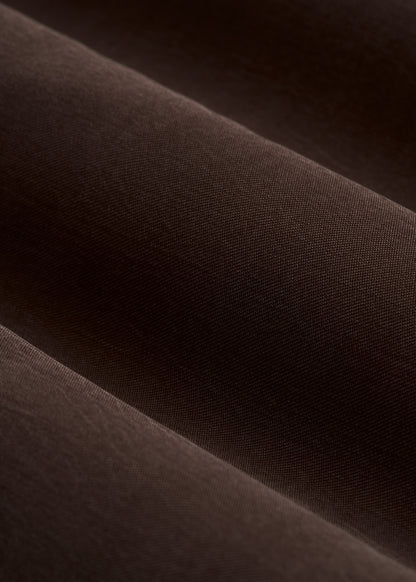 Relaxed Button-Up Single-Pocket Blouse for Tall Women in Espresso