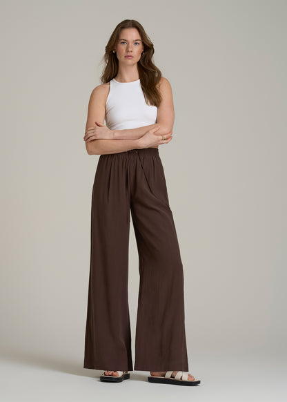Relaxed Pull-On Pants for Tall Women in Espresso