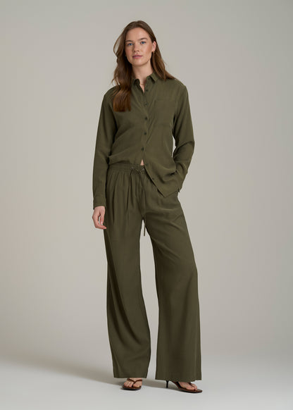 Relaxed Pull-On Pants for Tall Women in Forest Night