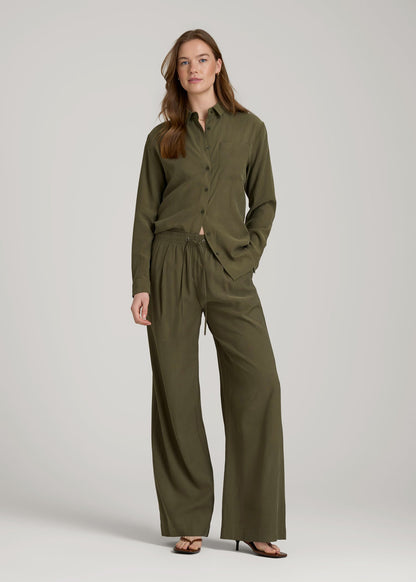 Relaxed Pull-On Pants for Tall Women in Forest Night
