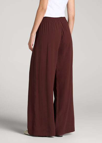Relaxed Pull-On Pants for Tall Women in Rum Raisin