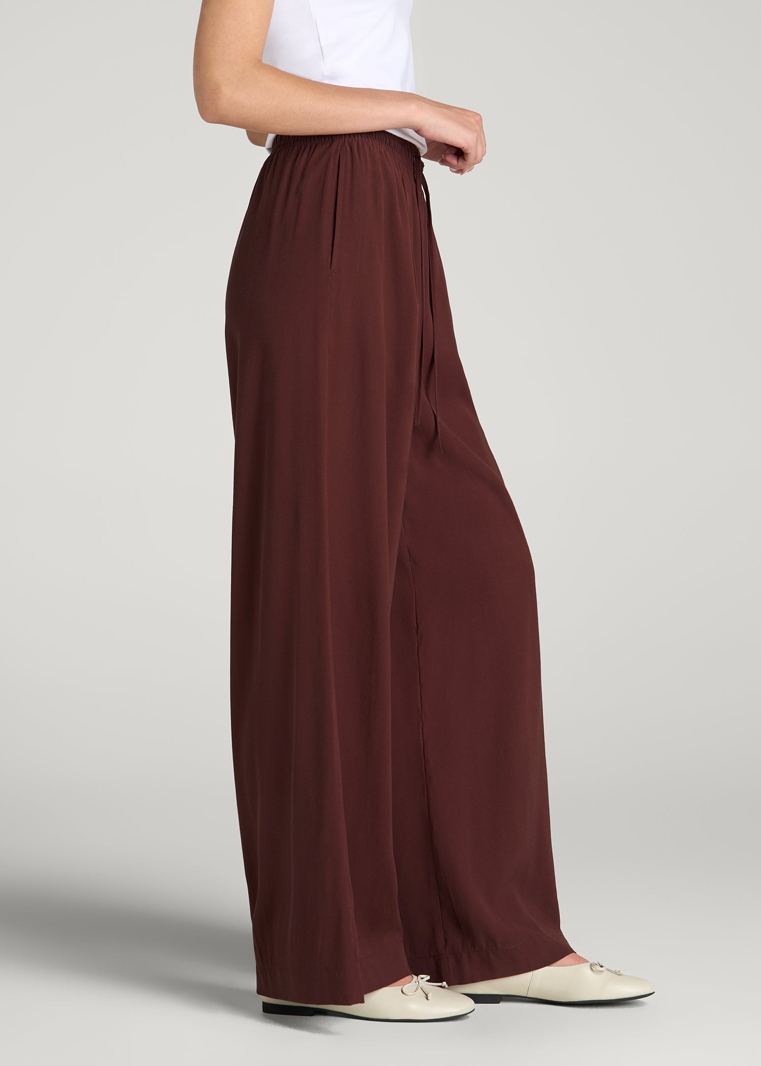 Relaxed Pull-On Pants for Tall Women in Rum Raisin