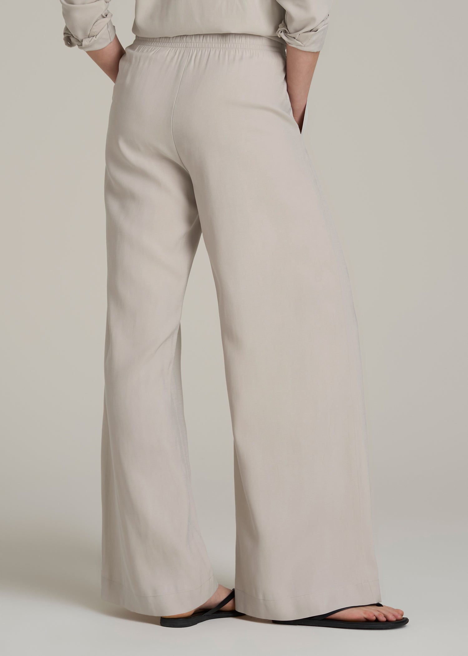 Relaxed Pull-On Pants for Tall Women in Stone