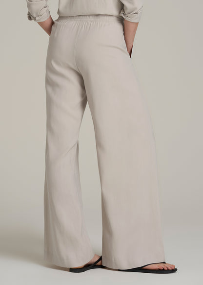 Relaxed Pull-On Pants for Tall Women in Stone