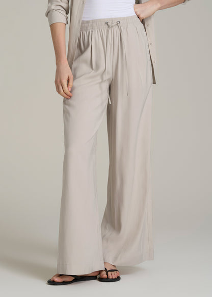 Relaxed Pull-On Pants for Tall Women in Stone