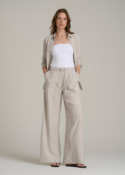 Relaxed Pull-On Pants for Tall Women in Stone