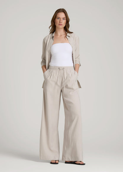 Relaxed Pull-On Pants for Tall Women in Stone
