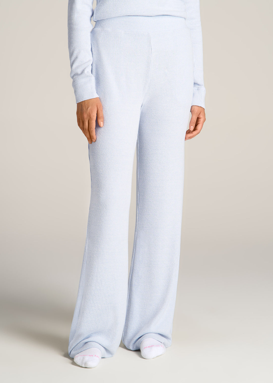 Ribbed Flare Sleeve Top And Pants Set Loungewear Sets