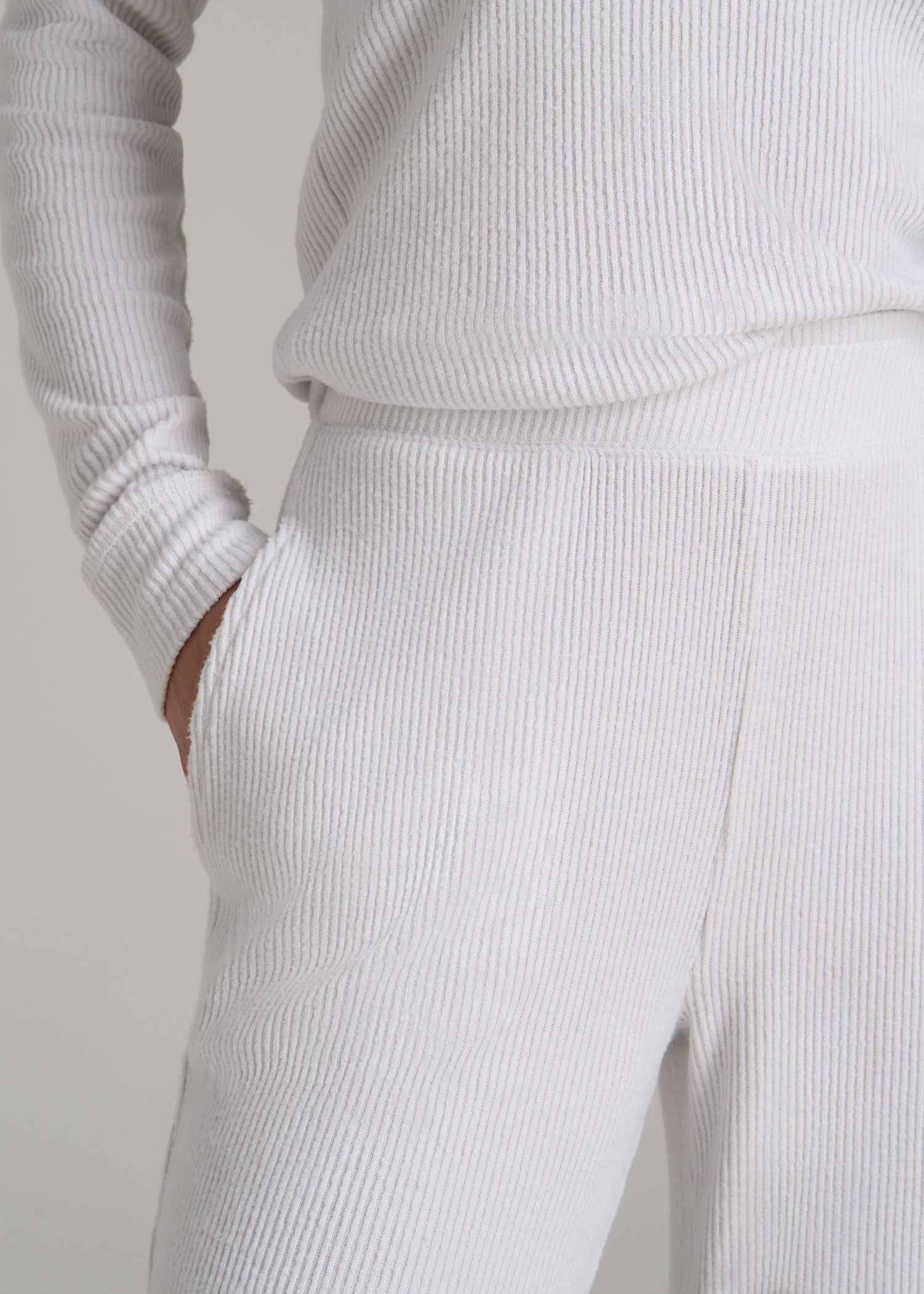 Women's Ribbed Flare Lounge Pants for Tall Women in Cloud White