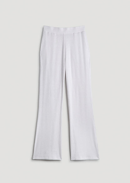 Ribbed Flare Lounge Pants for Tall Women in Cloud White
