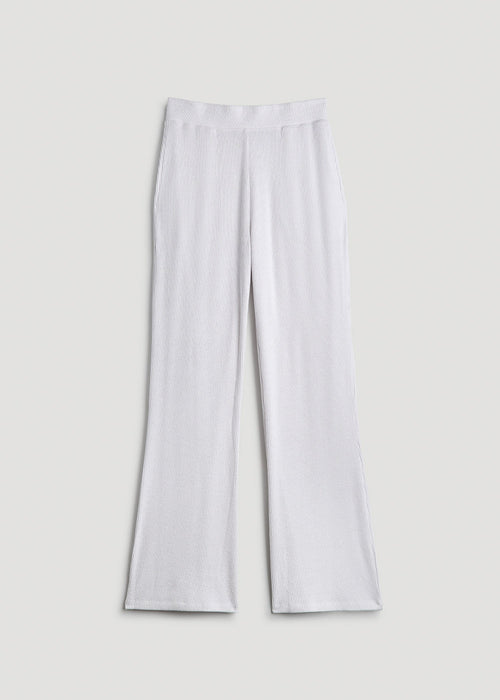 Ribbed Flare Lounge Pants for Tall Women in Cloud White