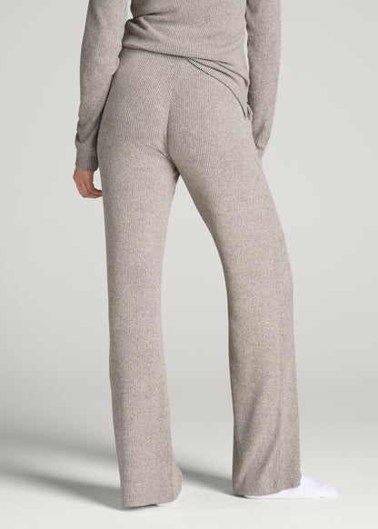 Ribbed Flare Lounge Pants for Tall Women in Coffee Quartz Mix