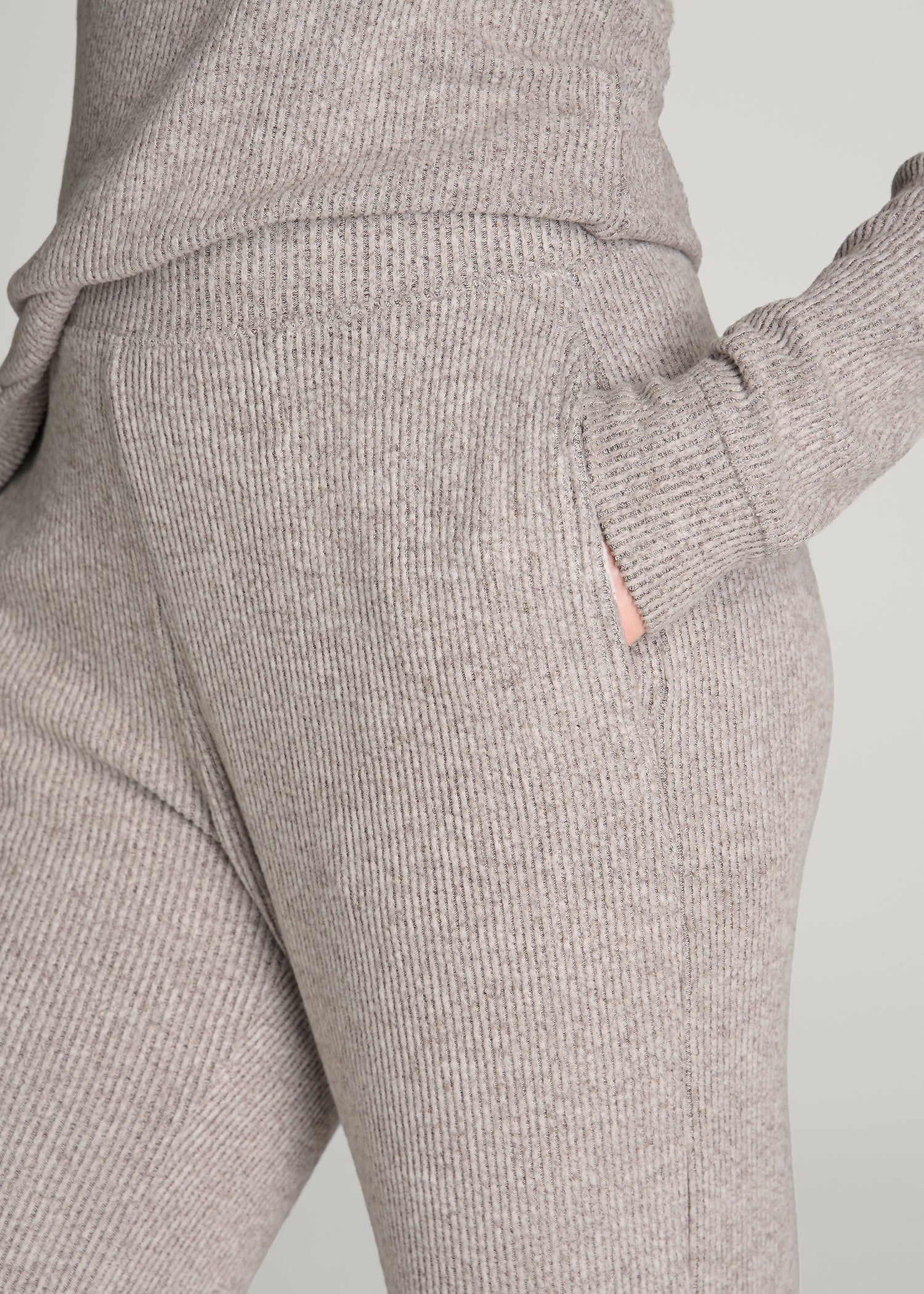 Ribbed Flare Lounge Pants for Tall Women in Coffee Quartz Mix