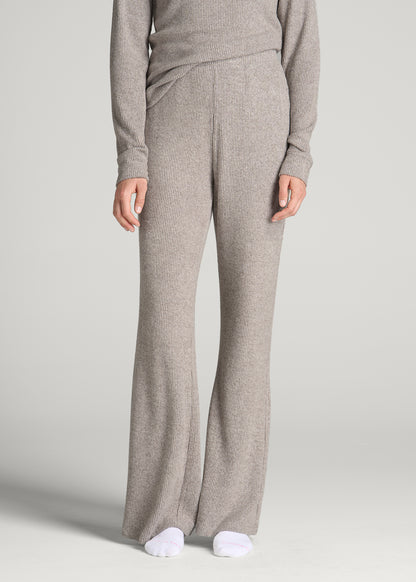 Ribbed Flare Lounge Pants for Tall Women in Coffee Quartz Mix