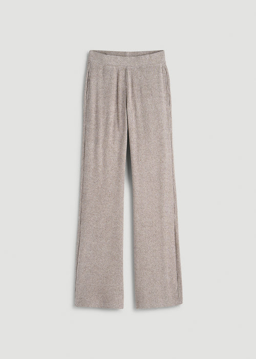 Ribbed Flare Lounge Pants for Tall Women in Coffee Quartz Mix