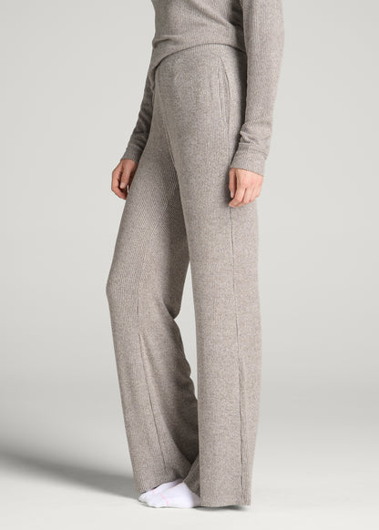 Ribbed Flare Lounge Pants for Tall Women in Coffee Quartz Mix