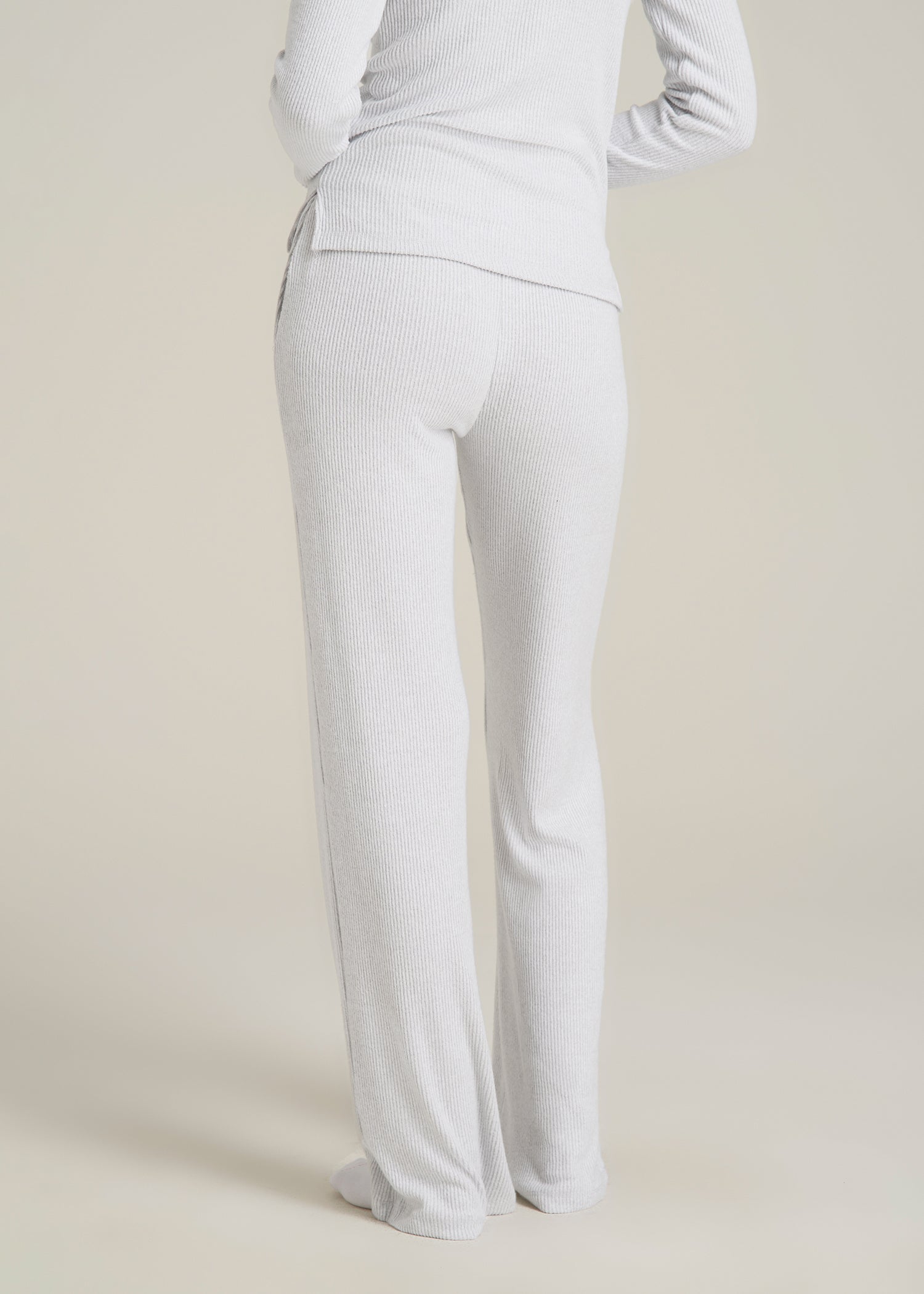 Women's Ribbed Flare Lounge Pants for Tall Women in Fog Grey Mix