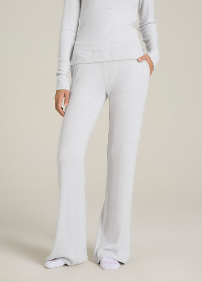 Women's Ribbed Flare Lounge Pants for Tall Women in Fog Grey Mix