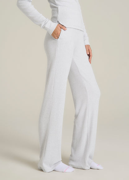 Women's Ribbed Flare Lounge Pants for Tall Women in Fog Grey Mix