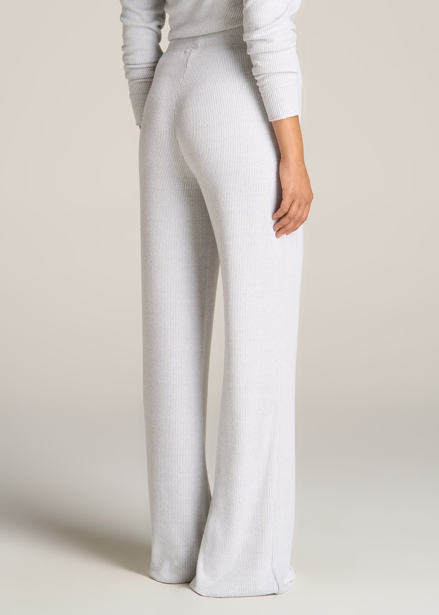 Women's Ribbed Flare Extra-Long Lounge Pants in Fog Grey Mix
