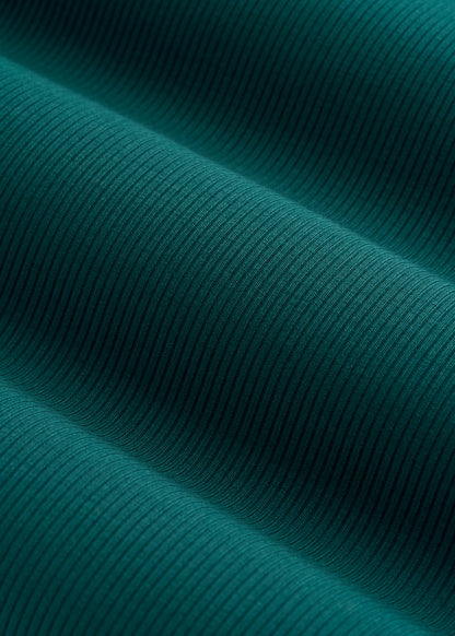 Ribbed Knit Long Sleeve Polo for Tall Women in Deep Teal