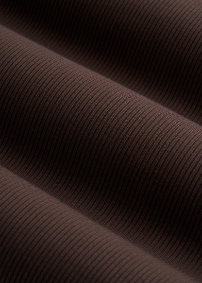 Ribbed Knit Long Sleeve Polo for Tall Women in Espresso