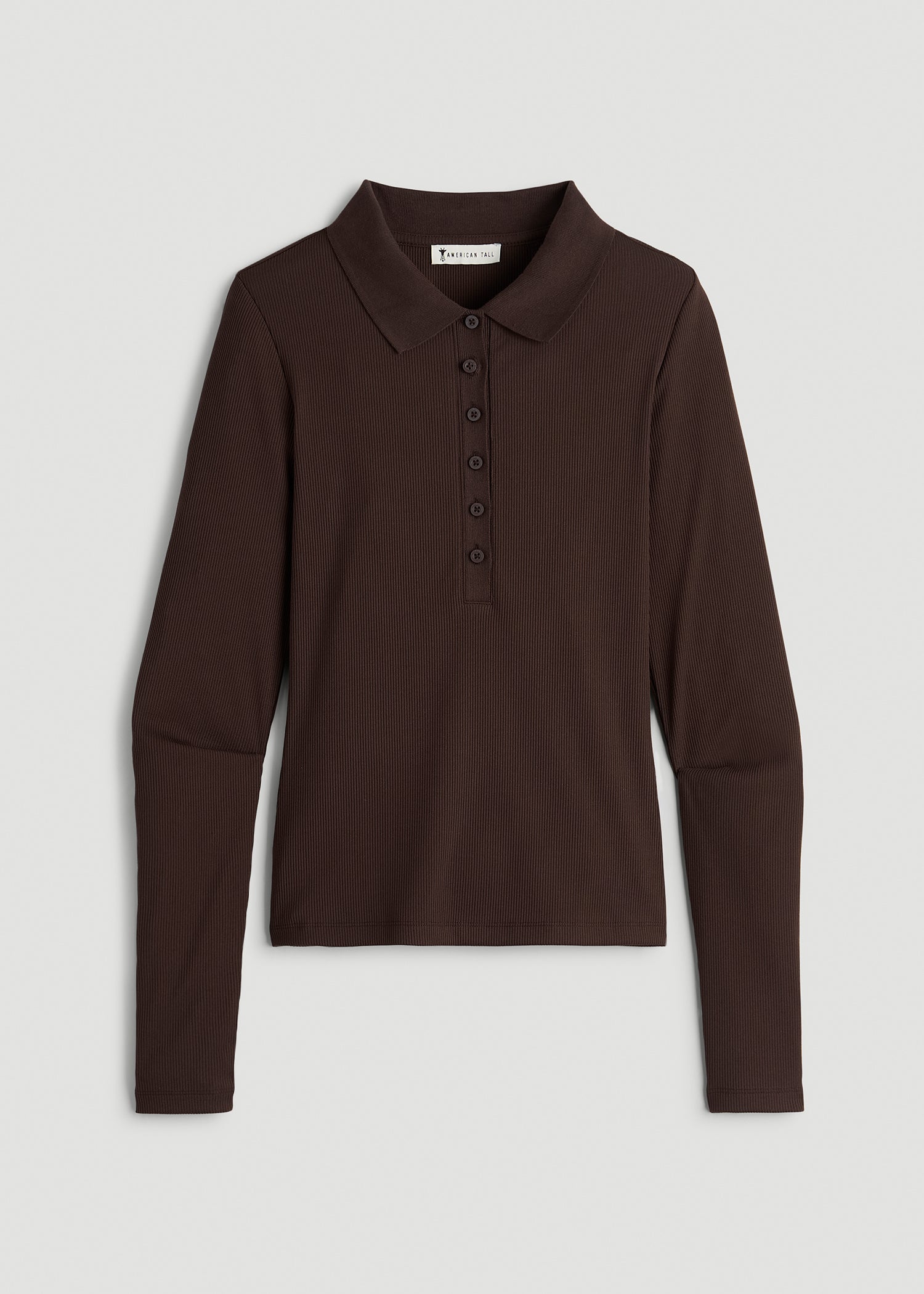 Ribbed Knit Long Sleeve Polo for Tall Women | American Tall