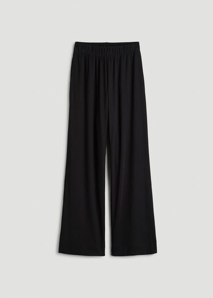 Ribbed Knit Wide Leg Pant for Tall Women in Deep Black