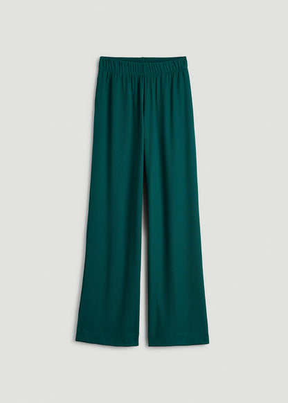 Ribbed Knit Wide Leg Pant for Tall Women in Deep Teal
