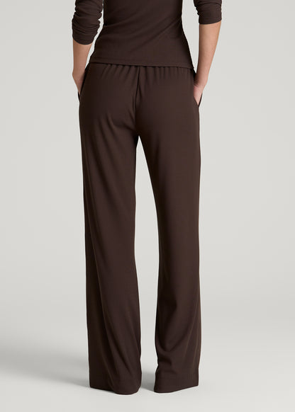 Ribbed Knit Wide Leg Pant for Tall Women in Espresso