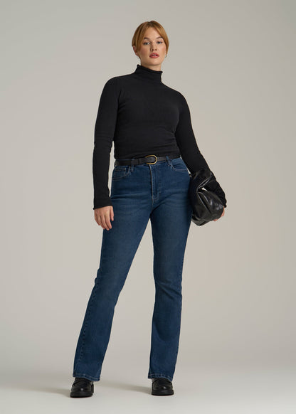 Rolled Mock Neck Sweater for Tall Women in Black