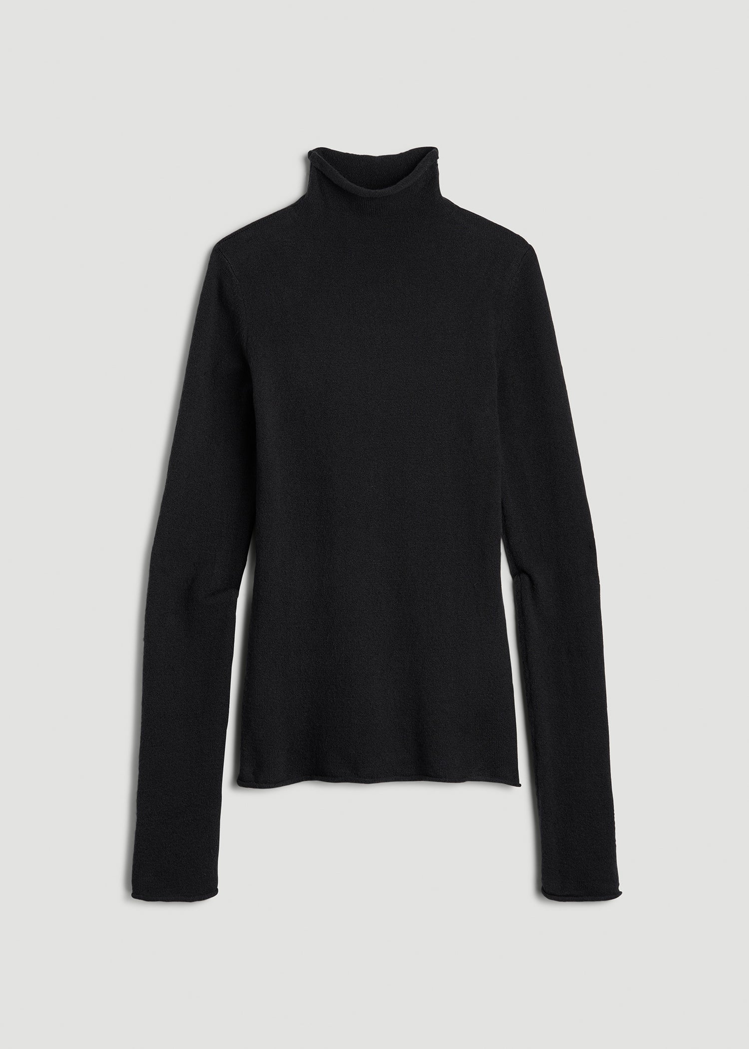 Rolled Mock Neck Sweater for Tall Women in Black