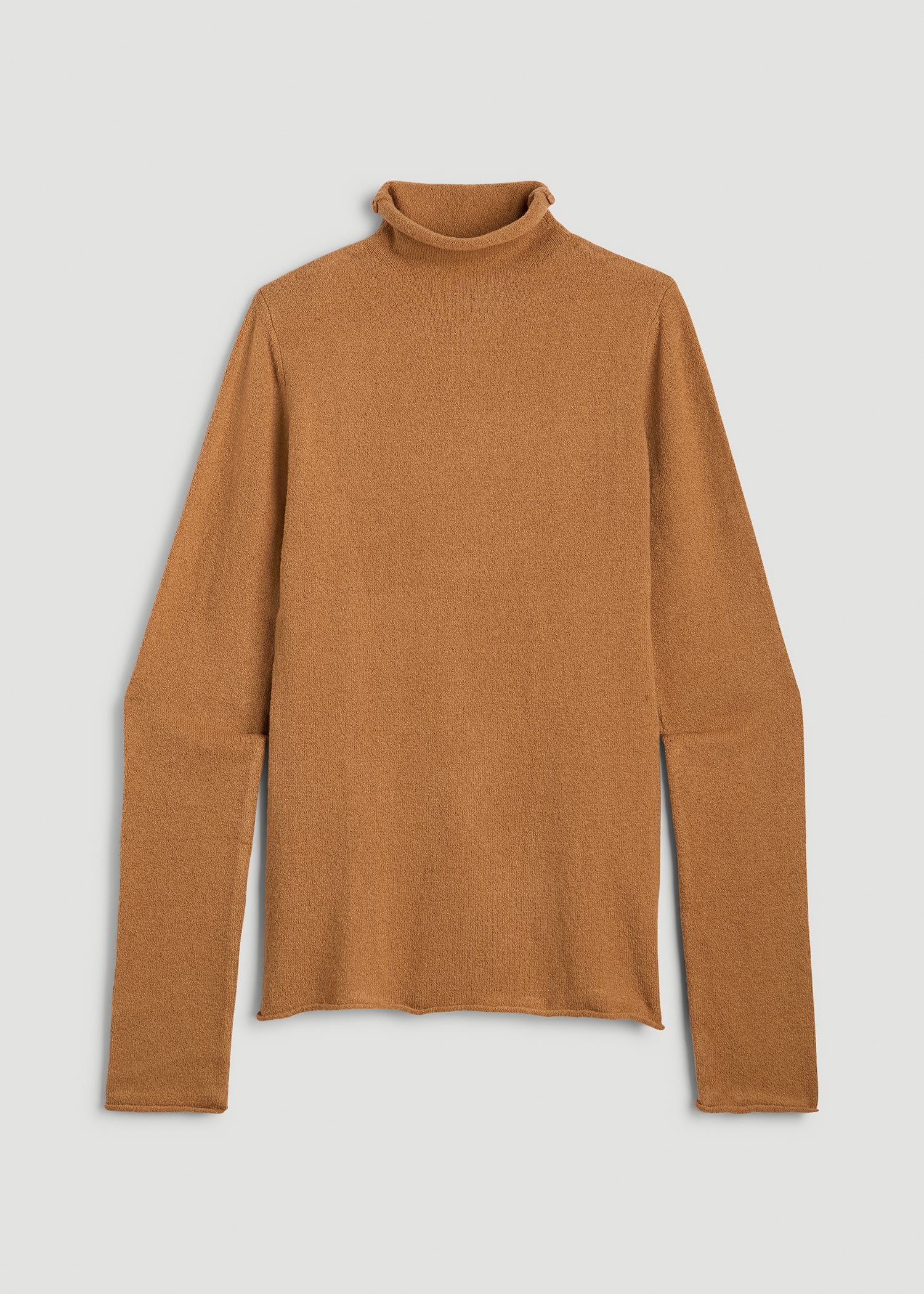 Rolled Mock Neck Sweater for Tall Women in Caramel