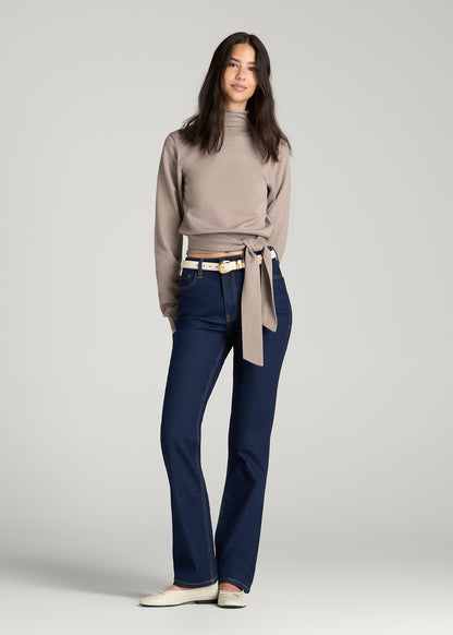 Rolled Neck Sweater with Tie for Tall Women in Moon Rock