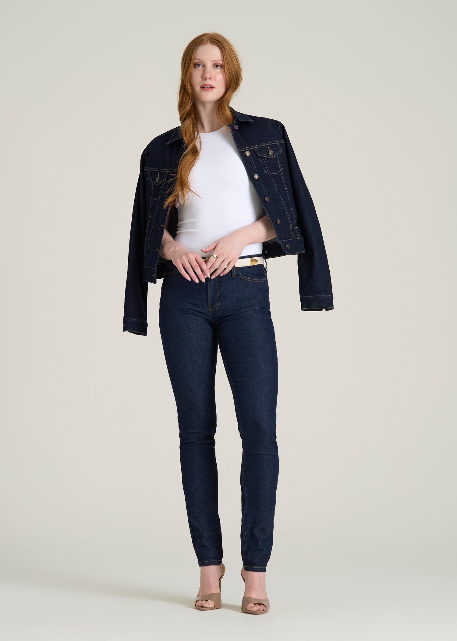 Sarah Mid-Rise Skinny Jeans for Tall Women in Deep Indigo Wash