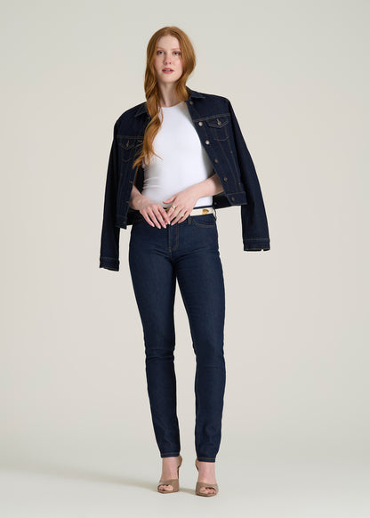 Sarah Mid-Rise Skinny Jeans for Tall Women in Deep Indigo Wash