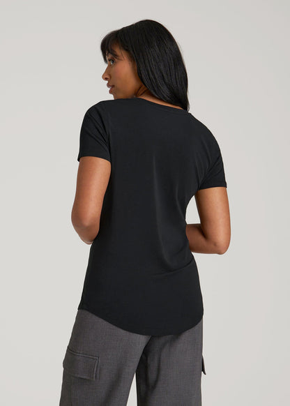 Scoop V-Neck Tee for Tall Women in Black