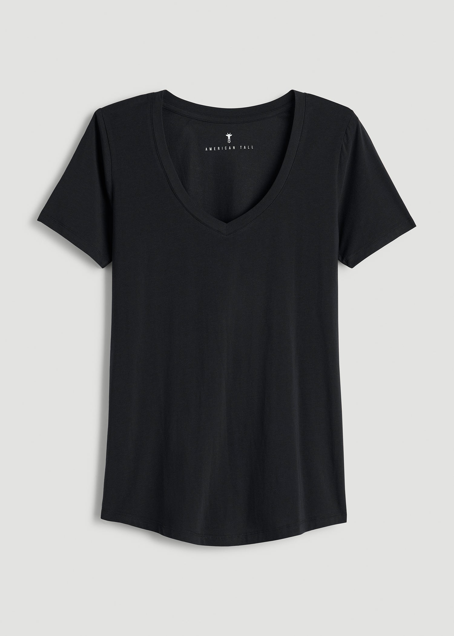 Scoop V-Neck Tee for Tall Women in Black
