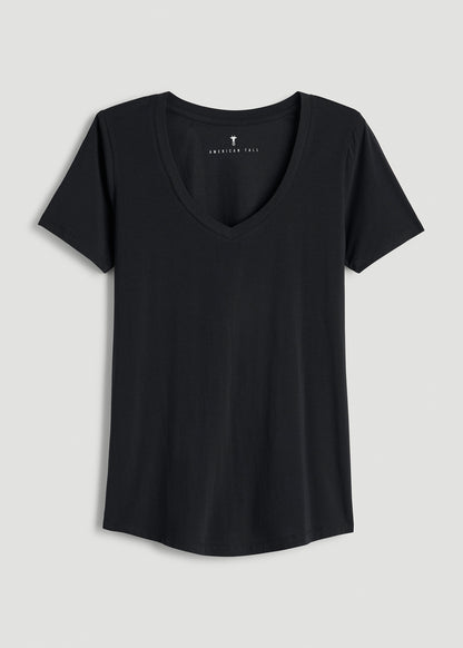 Scoop V-Neck Tee for Tall Women in Black
