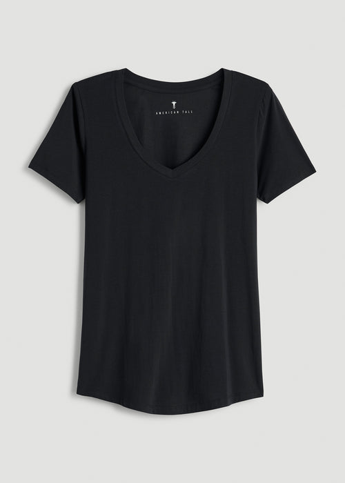 Scoop V-Neck Tee for Tall Women in Black