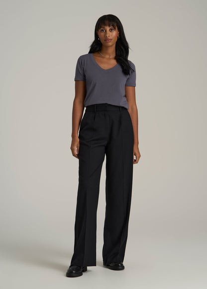 Scoop V-Neck Tee for Tall Women in Charcoal