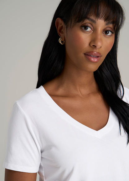 Scoop V-Neck Tee for Tall Women in Ecru